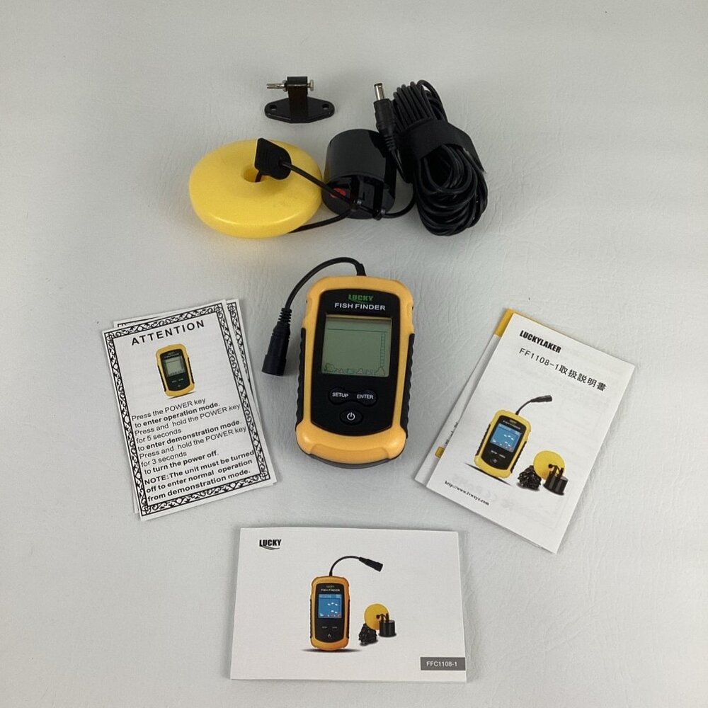 Lucky Laker Portable Handheld Fish Finder Sonar Technology Water Depth Yellow